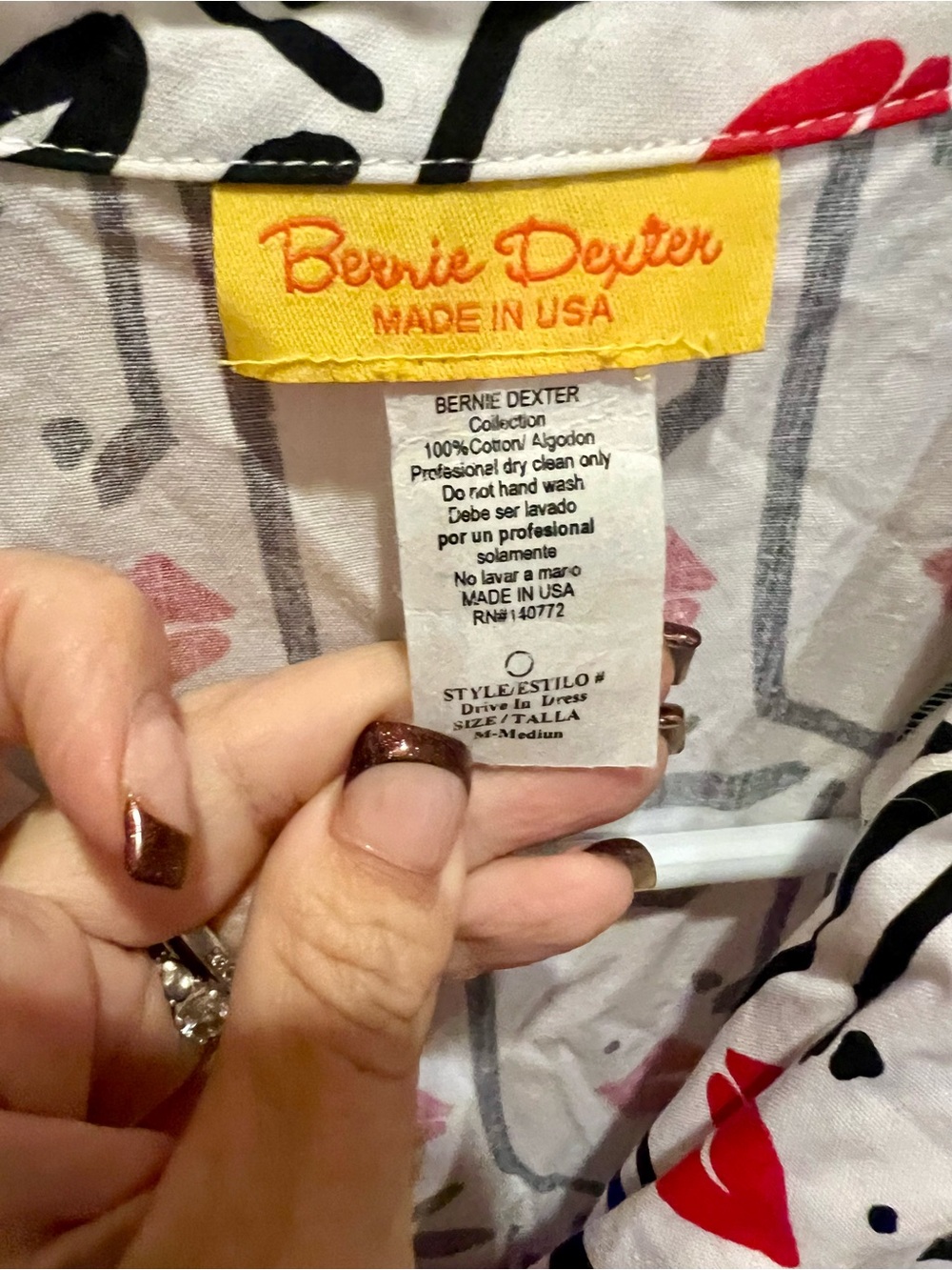 Bernie Dexter White Dress with Black & Red Accents